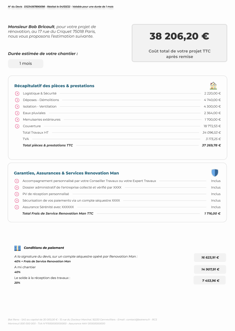 obtenez un devis couverture rapide et personnalisé pour tous vos travaux de toiture. comparez les prix et trouvez le meilleur artisan couvreur près de chez vous.