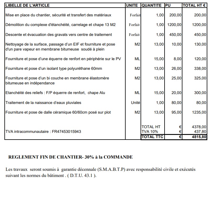 obtenez un devis détaillé pour l'étanchéité de votre terrasse. nos experts vous proposent des solutions adaptées pour protéger efficacement vos espaces extérieurs.