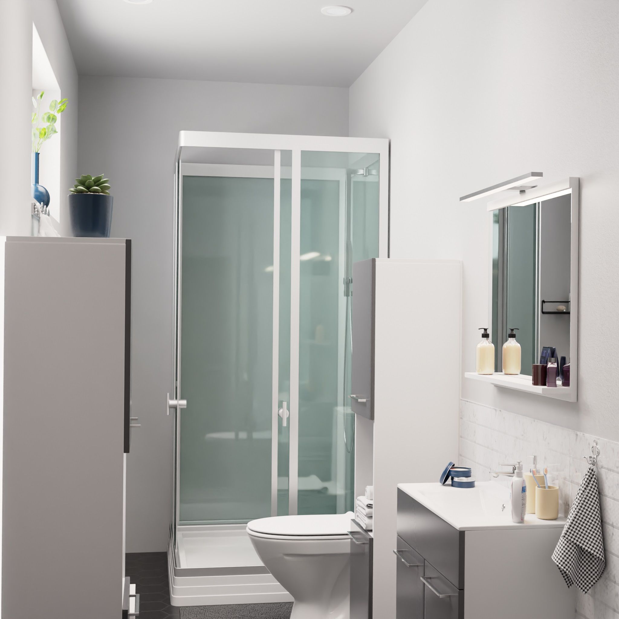 découvrez nos solutions sur mesure pour la rénovation de votre salle de bain de 5 m², alliant style, fonctionnalité et optimisation de l'espace.