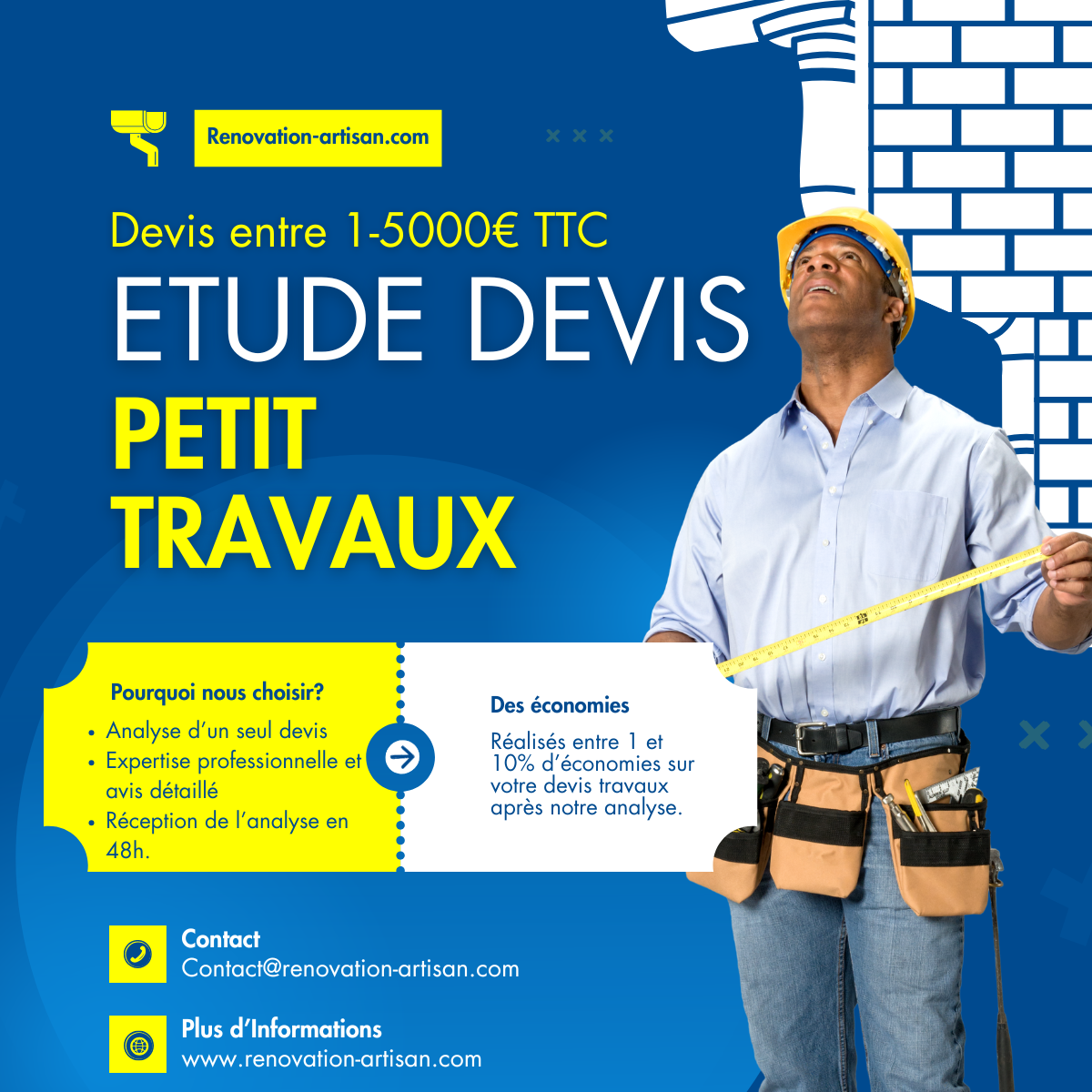 obtenez rapidement un devis gratuit et personnalisé auprès d'un artisan qualifié pour tous vos travaux de rénovation, construction ou réparation.