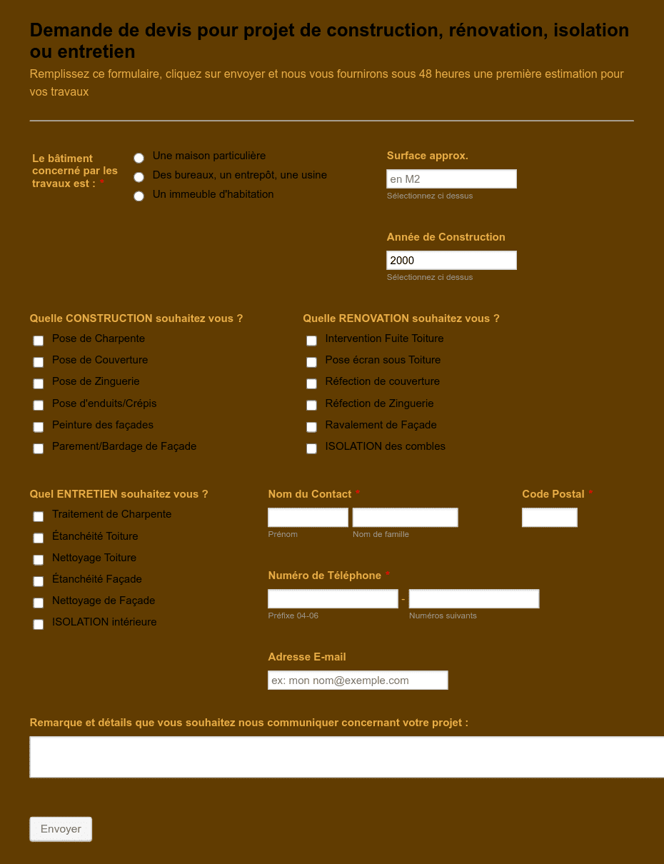 obtenez un devis rénovation rapide et personnalisé pour vos travaux de rénovation. comparez les prix et trouvez les meilleurs professionnels près de chez vous.