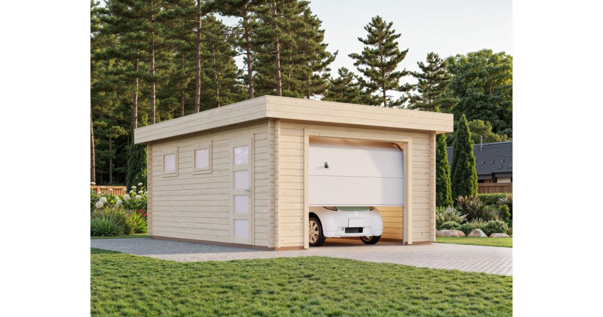 découvrez notre garage double avec toit plat, alliant modernité et fonctionnalité pour protéger vos véhicules avec style et durabilité.