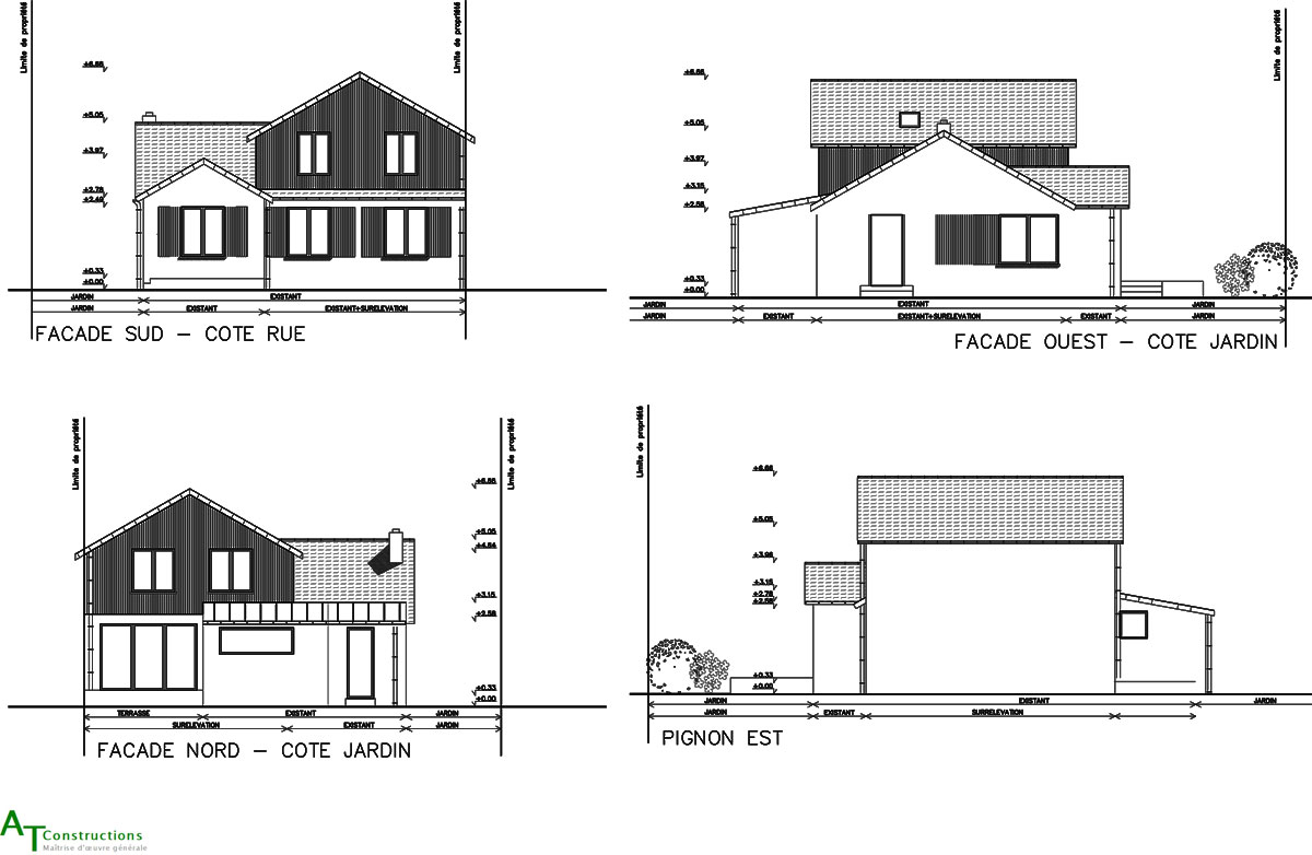 découvrez nos plans détaillés pour la surélévation de votre maison, alliant design et optimisation de l'espace pour valoriser votre bien immobilier.