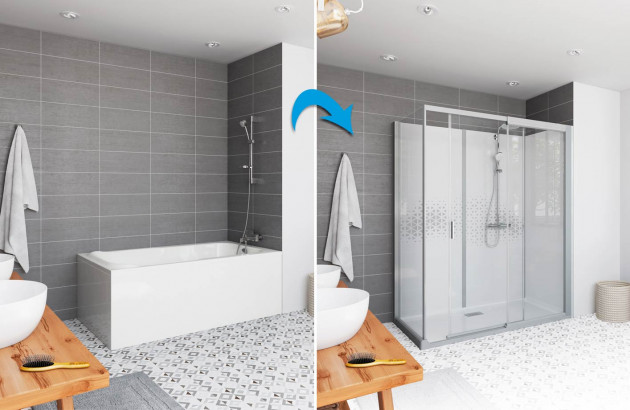 transformez votre salle de bains avec notre service de rénovation : passez facilement de la baignoire à une douche moderne et fonctionnelle.