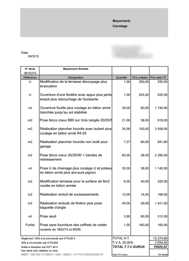 obtenez un devis maçonnerie extension clair et précis pour démarrer vos travaux sans surprise. garantissez la transparence et le meilleur rapport qualité-prix.