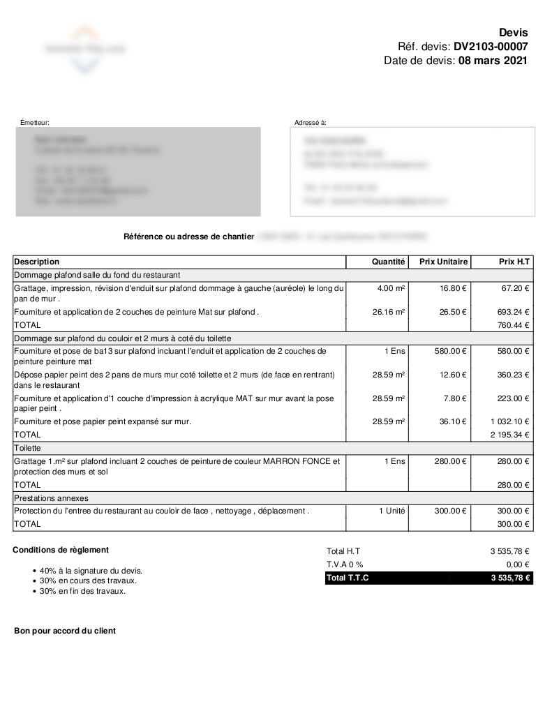 obtenez un exemple de devis peinture clair et détaillé pour vos travaux de rénovation et décoration. comparez les tarifs et trouvez le meilleur professionnel.