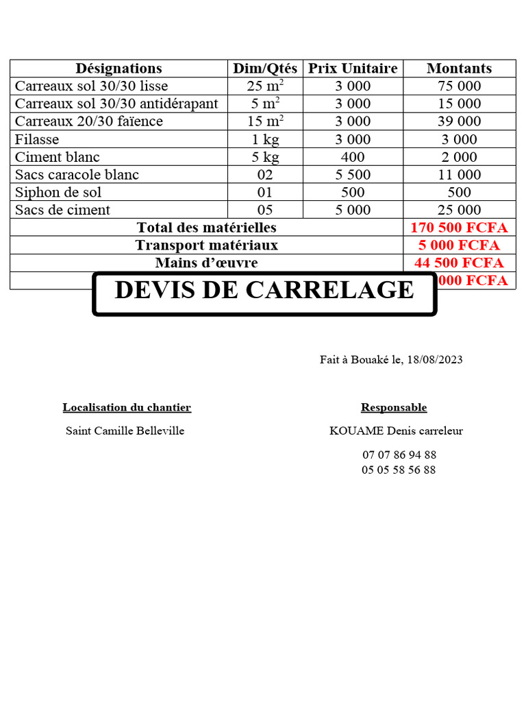 découvrez des exemples de devis carrelage pour comparer facilement les prix et choisir les meilleurs artisans pour vos travaux.