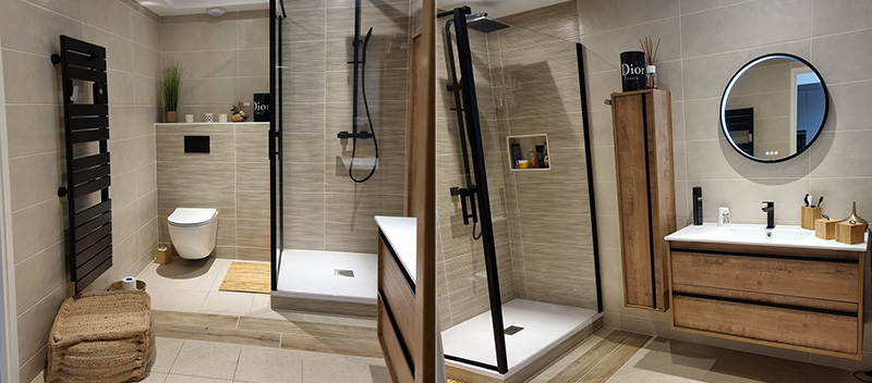 découvrez une salle de bain rénovée alliant modernité et confort, avec des matériaux de qualité pour un espace à la fois esthétique et fonctionnel.