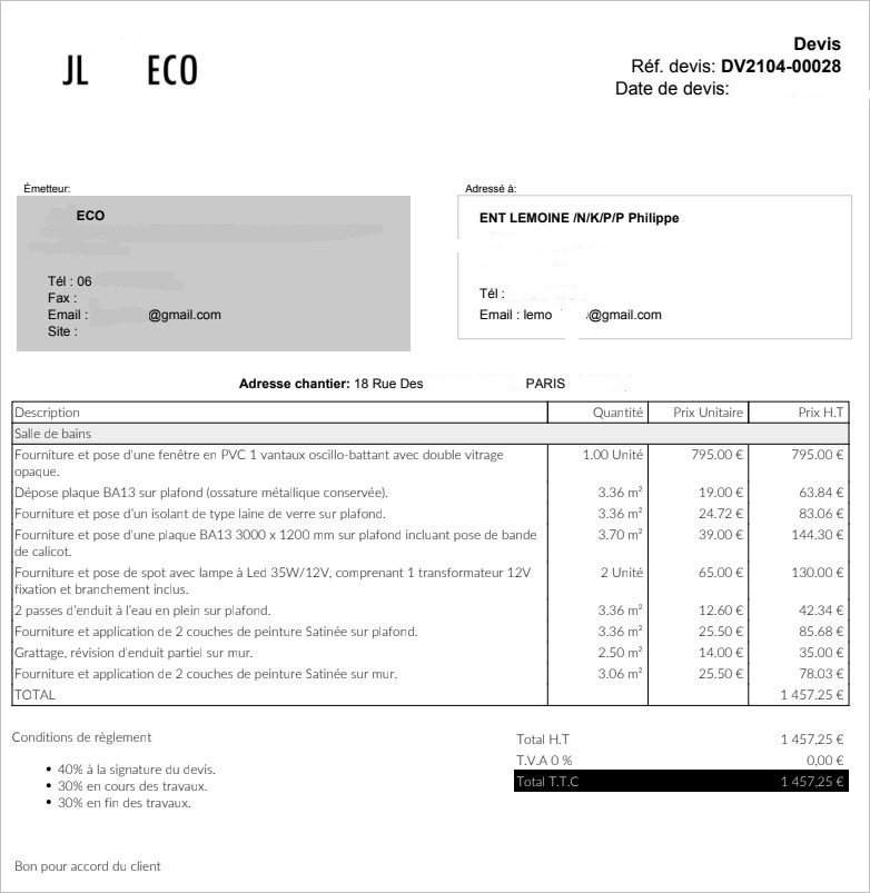 obtenez un exemple de devis pour la peinture de votre salle de bain. comparez les prix et trouvez des professionnels qualifiés pour un résultat impeccable.